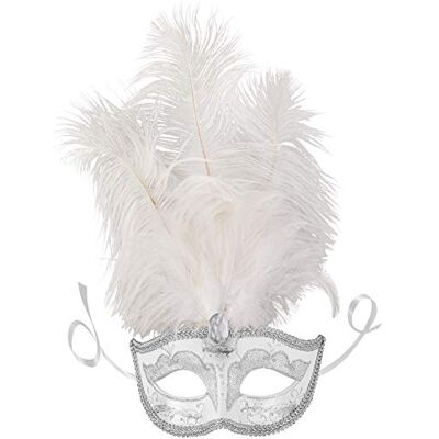 dressforfun 900887 Women Venetian Half Mask, Feathers & Stones, Costume Carnival Mardi Gras (Silver Nr. 303545) dressforfun 900887 Women Venetian Half Mask, Feathers & Stones, Costume Carnival Mardi Gras (Silver Nr. 303545)
