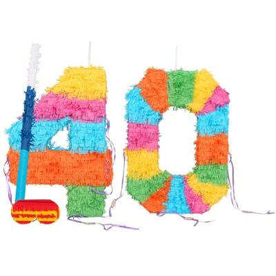 Fax Potato 40th Birthday Piñata Set with Blue Stick & Blindfold Multicoloured Fillable Birthday Party Decoration, Sweet Holder Game, Kids & Adults Celebration Supplies, Wedding, Anniversary Fax Potato 40th Birthday Piñata Set with Blue Stick & Blindfold Multicoloured Fillable Birthday Party Decoration, Sweet Holder Game, Kids & Adults Celebration Supplies, Wedding, Anniversary