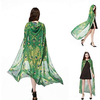 Moonlove Adults Long Hooded Halloween Cape Cloaks Thin Chiffon See-through Wizard Cosplay Costume With Hat Cap for Women Fairytale Fancy Dress Robe Costume for Halloween Cosplay Party Moonlove Adults Long Hooded Halloween Cape Cloaks Thin Chiffon See-through Wizard Cosplay Costume With Hat Cap for Women Fairytale Fancy Dress Robe Costume for Halloween Cosplay Party