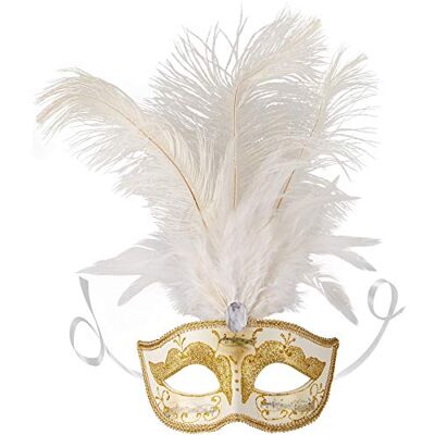 dressforfun 900887 Women Venetian Half Mask, Feathers & Stones, Costume Carnival Mardi Gras (Gold Nr. 303544) dressforfun 900887 Women Venetian Half Mask, Feathers & Stones, Costume Carnival Mardi Gras (Gold Nr. 303544)