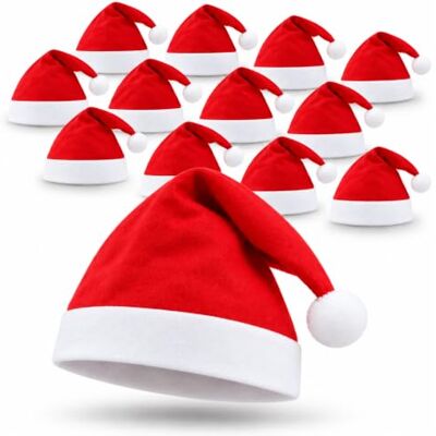 HENBRANDT Packs of 12 Christmas Santa Hats Classic Red Festive Party Costume Accessory for Adults Office Parties Xmas Celebrations Event Fancy Dress Bulk Novelty Hats for Men and Women HENBRANDT Packs of 12 Christmas Santa Hats Classic Red Festive Party Costume Accessory for Adults Office Parties Xmas Celebrations Event Fancy Dress Bulk Novelty Hats for Men and Women