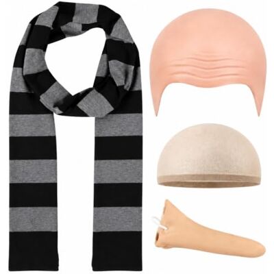 Yehhua Bald Cap, Gru Costume Set of 4 Pieces, Scarf False Scalp Long Nose Bald Cap Adult, Men Women Halloween Cosplay Party Supplies, Carnival Costume Combinations, Accessories for Movie Enthusiasts Yehhua Bald Cap, Gru Costume Set of 4 Pieces, Scarf False Scalp Long Nose Bald Cap Adult, Men Women Halloween Cosplay Party Supplies, Carnival Costume Combinations, Accessories for Movie Enthusiasts