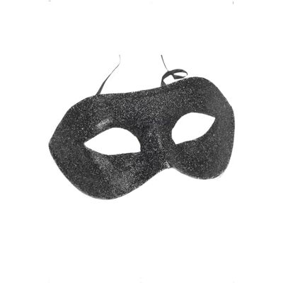 Smiffys Gino black glitter eyemask for adults with ribbon ties Smiffys Gino black glitter eyemask for adults with ribbon ties