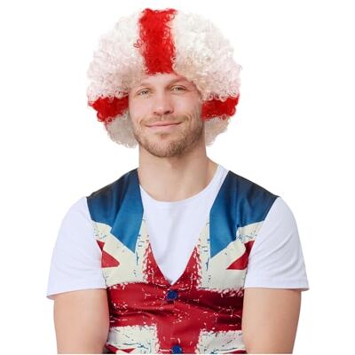 Smiffys England Afro Wig, St George England Fancy Dress, Adult Dress Up Wigs Smiffys England Afro Wig, St George England Fancy Dress, Adult Dress Up Wigs