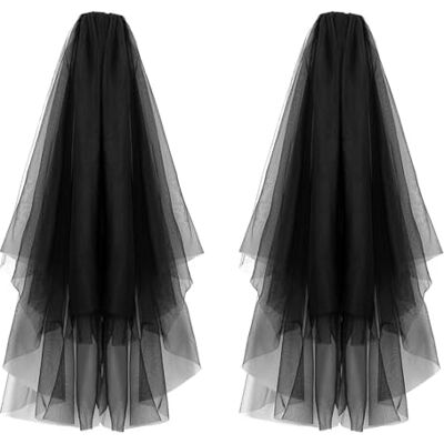 UILYNIU 2 Pieces Corpse Bride Black Veil Costume Halloween Accessory Widow Dress Up Hats Bachelorette Party Wedding Veil With Comb (Black) UILYNIU 2 Pieces Corpse Bride Black Veil Costume Halloween Accessory Widow Dress Up Hats Bachelorette Party Wedding Veil With Comb (Black)