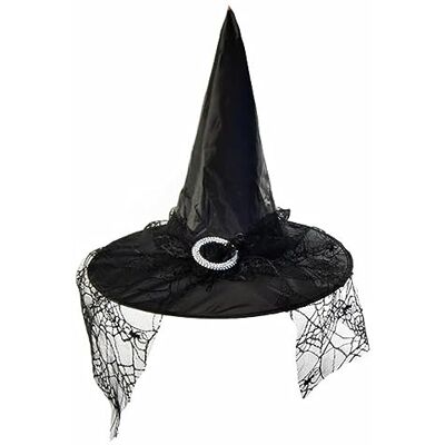 TYHIJUK Witch Hat with Veil Big Party Hats Halloween Cosplay, Pure black TYHIJUK Witch Hat with Veil Big Party Hats Halloween Cosplay, Pure black