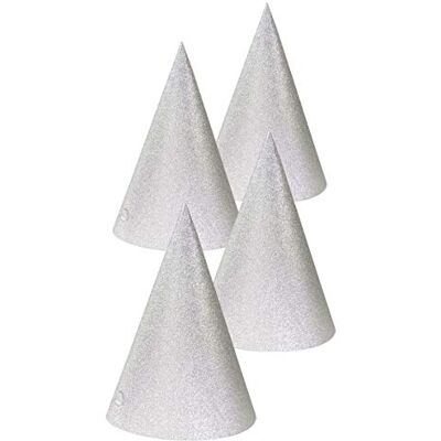 Folat 65783 Silver Glitter Party Hats 16 cm Pack of 4 Unisex Adult, Silver Folat 65783 Silver Glitter Party Hats 16 cm Pack of 4 Unisex Adult, Silver