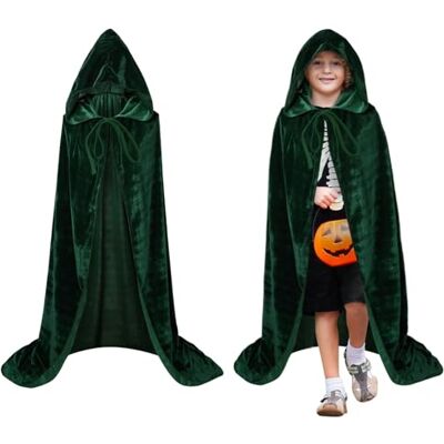 FUIPVGI 80cm/31.5in Unisex Green Cape,Grim Reaper Costume Cape Halloween Hooded Cape Witch Cosplay,Halloween Hooded Cape Witch Cosplay Accessories for Kids Halloween Vampire Fancy Dress (Green) FUIPVGI 80cm/31.5in Unisex Green Cape,Grim Reaper Costume Cape Halloween Hooded Cape Witch Cosplay,Halloween Hooded Cape Witch Cosplay Accessories for Kids Halloween Vampire Fancy Dress (Green)