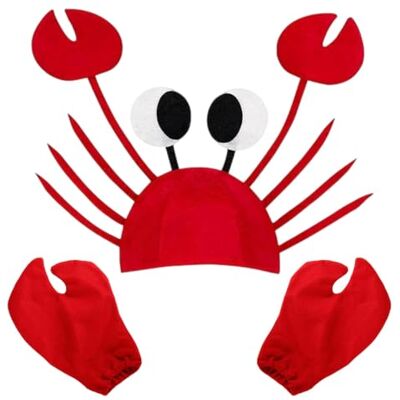 GXAHSOL Red Crab Costume Accessory Set, Includes Novelty Hat and Matching Claws Gloves, Perfect for Halloween, Masquerade Parties, Fun Themed Events, Adults GXAHSOL Red Crab Costume Accessory Set, Includes Novelty Hat and Matching Claws Gloves, Perfect for Halloween, Masquerade Parties, Fun Themed Events, Adults