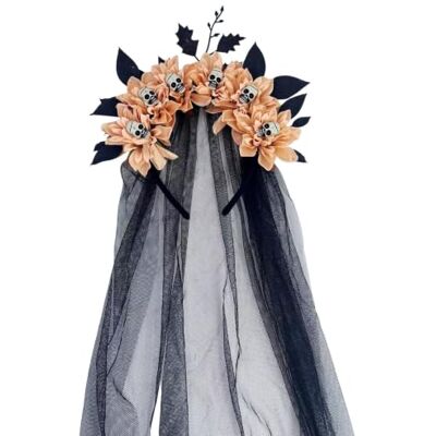 QQYHZX Lace Veil Headband Witch Hat Hairpiece for Halloween, Champagne QQYHZX Lace Veil Headband Witch Hat Hairpiece for Halloween, Champagne