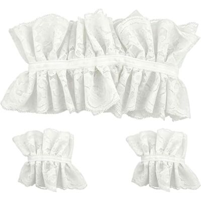 FROMCEO Costume Accessory Set with Two Matching Wrist Floral Polyester Lace, Detachable Collar and Two Matching Cuffs, Consistent Detail From Neckline to Wrists FROMCEO Costume Accessory Set with Two Matching Wrist Floral Polyester Lace, Detachable Collar and Two Matching Cuffs, Consistent Detail From Neckline to Wrists