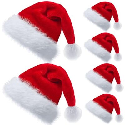 Bismaa Adult Christmas Santa Hat, Red & White Classic Xmas Hats For Adults, Soft Warm Unisex Fancy Dress New Year Party Supplies Costume Accessories Bismaa Adult Christmas Santa Hat, Red & White Classic Xmas Hats For Adults, Soft Warm Unisex Fancy Dress New Year Party Supplies Costume Accessories
