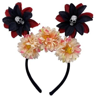 QQYHZX Skull Headband, Dark Flower Halloween Witch, Section 4 QQYHZX Skull Headband, Dark Flower Halloween Witch, Section 4