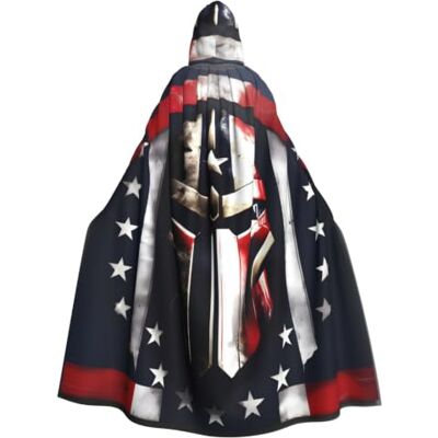 KLJnmbb Usa Flag American Spartan Print Hooded Cloak Halloween Robe Cosplay Carnival 185cm Casual Wear Versatile Accessory Outdoor Versatile Costume Cape KLJnmbb Usa Flag American Spartan Print Hooded Cloak Halloween Robe Cosplay Carnival 185cm Casual Wear Versatile Accessory Outdoor Versatile Costume Cape