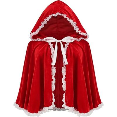 LIKPOJA Little Red Riding Hooded Velvet Cloak Halloween Christmas Cosplay Party Fancy Costume Cape for Adult Women Grils(RedD,60cm) LIKPOJA Little Red Riding Hooded Velvet Cloak Halloween Christmas Cosplay Party Fancy Costume Cape for Adult Women Grils(RedD,60cm)