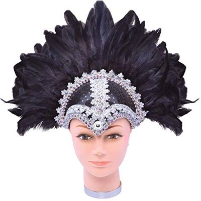 Bristol Novelty Black Braid Plume Feather Helmet Headpiece (Pack of 1) Stunning Design, Perfect Accessory for Festivals, Carnival, Cosplay Events, & Special Occasions Halloween Bristol Novelty Black Braid Plume Feather Helmet Headpiece (Pack of 1) Stunning Design, Perfect Accessory for Festivals, Carnival, Cosplay Events, & Special Occasions Halloween