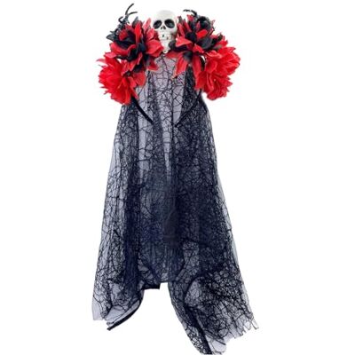 WRWIZDR Halloween Skull Hairband with Veil Adult Cosplay Dark Series Hairhoop Adult Halloween Headband Accessories Party Cosplay Accessory Festival Props WRWIZDR Halloween Skull Hairband with Veil Adult Cosplay Dark Series Hairhoop Adult Halloween Headband Accessories Party Cosplay Accessory Festival Props