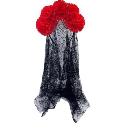 TYHIJUK Halloween Flower Headband with Black Shawl for Costume, Section 4 TYHIJUK Halloween Flower Headband with Black Shawl for Costume, Section 4