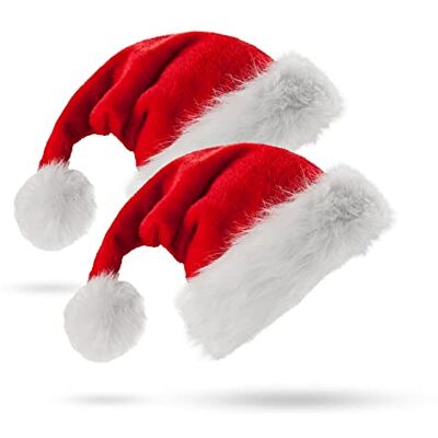 Jsdoin Adult Santa Hat, 2 Pack Christmas Hat for Adults Unisex Classic Velvet Comfort Extra Xmas Holiday Hat Thicken Santa Claus Fancy Dress Accessory for Christmas New Year Party Supplies, Red Jsdoin Adult Santa Hat, 2 Pack Christmas Hat for Adults Unisex Classic Velvet Comfort Extra Xmas Holiday Hat Thicken Santa Claus Fancy Dress Accessory for Christmas New Year Party Supplies, Red