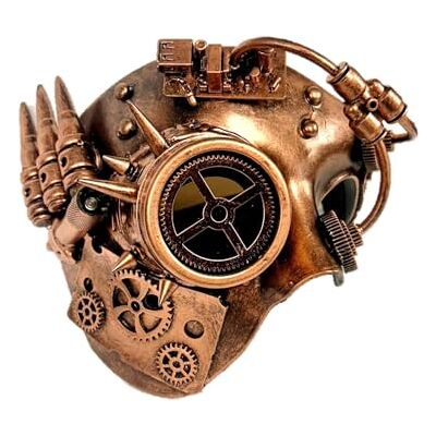Stylex Party Bronze Half Mask with Functional LED Light, Handmade with 40+ Pieces, Comfortable Elastic Strap Stylex Party Bronze Half Mask with Functional LED Light, Handmade with 40+ Pieces, Comfortable Elastic Strap