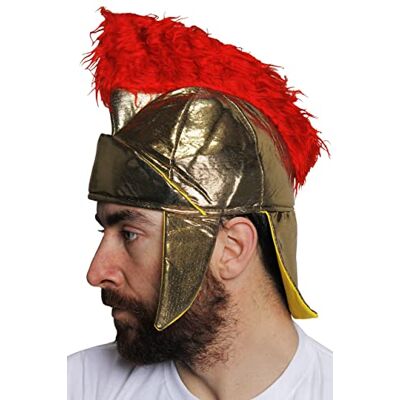 I LOVE FANCY DRESS Adults Roman Gladiator Hat Gold Greek Spartan Warrior Helmet With Red Faux Fur Plume Perfect for Gladiator Roman Dress Up, Shows and Productions or Any Other Fancy Dress Event Pack Of 1 I LOVE FANCY DRESS Adults Roman Gladiator Hat Gold Greek Spartan Warrior Helmet With Red Faux Fur Plume Perfect for Gladiator Roman Dress Up, Shows and Productions or Any Other Fancy Dress Event Pack Of 1