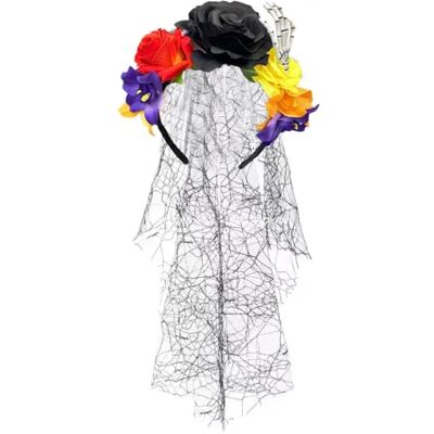 hogtnd Dark Series Skull Flower Hairband with Lace Veil Day, E, E. hogtnd Dark Series Skull Flower Hairband with Lace Veil Day, E, E.