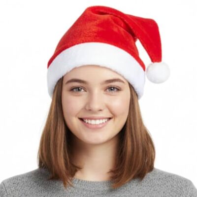 MA NASIR Classic Plush Christmas Santa Hat for Adults Soft Red Polyester with White Trim & Pom Pom – One Size Festive Fancy Dress & Party Accessory MA NASIR Classic Plush Christmas Santa Hat for Adults Soft Red Polyester with White Trim & Pom Pom – One Size Festive Fancy Dress & Party Accessory