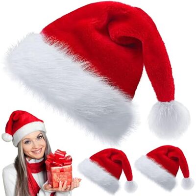 Bismaa Adult Christmas Santa Hat, Red & White Classic Xmas Hats For Adults, Soft Warm Unisex Fancy Dress New Year Party Supplies Costume Accessories Bismaa Adult Christmas Santa Hat, Red & White Classic Xmas Hats For Adults, Soft Warm Unisex Fancy Dress New Year Party Supplies Costume Accessories