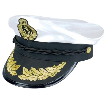 Navoys Navy Captain Hat Unisex Party Hats for Adults, Marine, Admiral and Captain's Hat for Men and Women, Funny Sailor Accessory, Fancy Dress Costume, Hen and Stag Do, Badge, Braid and Laurel Details Navoys Navy Captain Hat Unisex Party Hats for Adults, Marine, Admiral and Captain's Hat for Men and Women, Funny Sailor Accessory, Fancy Dress Costume, Hen and Stag Do, Badge, Braid and Laurel Details