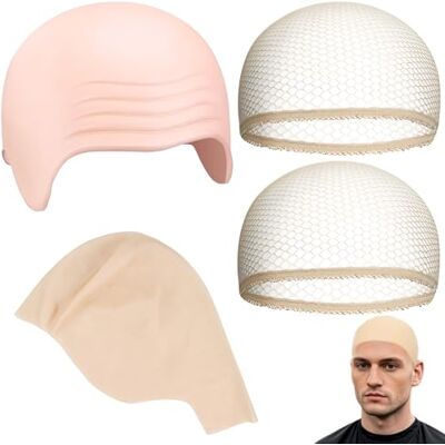 GMHLLES 2 PCS Latex Bald Caps for Dress Cosplay,Skin-Color Makeup Latex Bald Head Wig Cap for Halloween Fancy Dress Cosplay Hat Costume Accessory GMHLLES 2 PCS Latex Bald Caps for Dress Cosplay,Skin-Color Makeup Latex Bald Head Wig Cap for Halloween Fancy Dress Cosplay Hat Costume Accessory