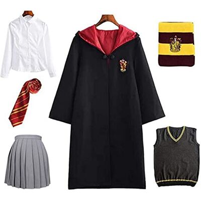 Linen Family Hermione Granger Gryffindor Uniform Cosplay Costume Cape Film Fan Item Outfit Set Magic Wand Tie Scarf Carnival Fancy Dress Halloween Black Linen Family Hermione Granger Gryffindor Uniform Cosplay Costume Cape Film Fan Item Outfit Set Magic Wand Tie Scarf Carnival Fancy Dress Halloween Black