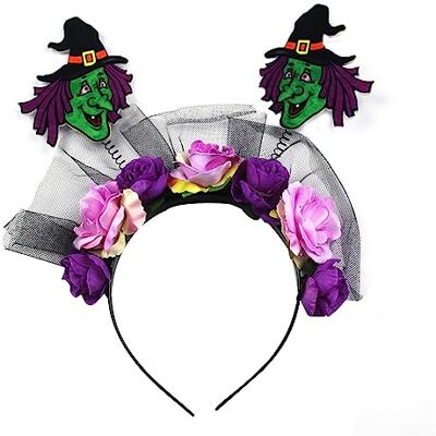 QQYHZX Decorative Flower Garland Halloween Witch Headband, Hair Loop Hair Loop for Girls Teenager Girl Makeup Cosplay Supply, Home Children Day Party Costume QQYHZX Decorative Flower Garland Halloween Witch Headband, Hair Loop Hair Loop for Girls Teenager Girl Makeup Cosplay Supply, Home Children Day Party Costume