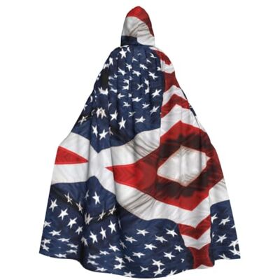 KLJnmbb American Flag Print Hooded Cloak Halloween Robe Cosplay Carnival 185cm Casual Wear Versatile Accessory Outdoor Versatile Costume Cape KLJnmbb American Flag Print Hooded Cloak Halloween Robe Cosplay Carnival 185cm Casual Wear Versatile Accessory Outdoor Versatile Costume Cape