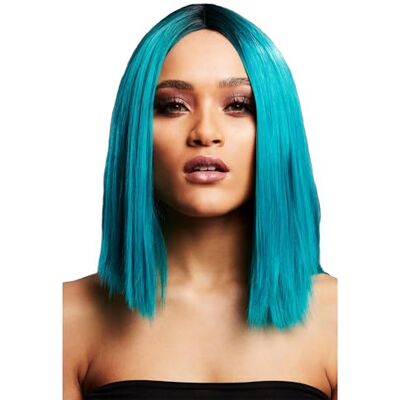 Smiffys Fever Kylie Wig, Two Toned Blend, Teal Inverted Long Bob, Centre Parting, 37cm/ 15in, Fever Wigs Fancy Dress, Fever Dress Up Wigs Smiffys Fever Kylie Wig, Two Toned Blend, Teal Inverted Long Bob, Centre Parting, 37cm/ 15in, Fever Wigs Fancy Dress, Fever Dress Up Wigs
