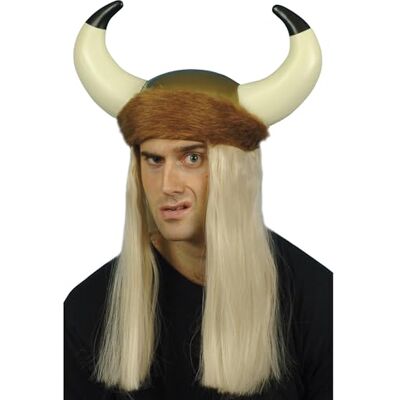 Smiffys Herren Wikingerhelm mit Hörnern, langes blondes Haar und Fellbesatz, mehrfarbig, Einheitsgröße (US) Smiffys Herren Wikingerhelm mit Hörnern, langes blondes Haar und Fellbesatz, mehrfarbig, Einheitsgröße (US)