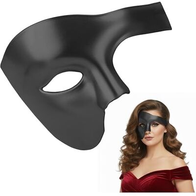 Balinco Opera Half Mask, Men's Mask, Ladies Mask, Venetian Carnival Mask, Half Face Mask, Halloween Mask, Face Mask Carnival (Black) Balinco Opera Half Mask, Men's Mask, Ladies Mask, Venetian Carnival Mask, Half Face Mask, Halloween Mask, Face Mask Carnival (Black)