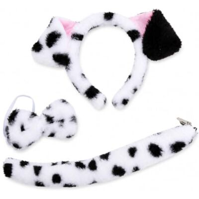 Yunvisty 3Pcs Dalmatian Costume Accessory Set Dog Ears Headband Costume Yunvisty 3Pcs Dalmatian Costume Accessory Set Dog Ears Headband Costume
