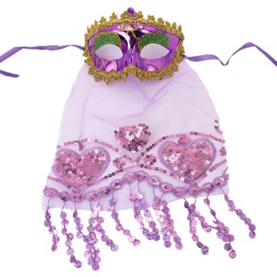 JSGHGDF Masquerade Veil Accessory with Heart Applique for Party, Purple JSGHGDF Masquerade Veil Accessory with Heart Applique for Party, Purple