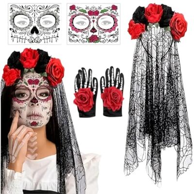 Woedpez Halloween Veil Headpiece Set, Set 1 Woedpez Halloween Veil Headpiece Set, Set 1
