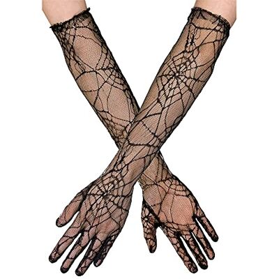 Boland Widow Web Gloves Black Spider Lace Gloves for Halloween, Witches Night, Horror Parties, Cosplay, Theme Parties, and More – One Size Boland Widow Web Gloves Black Spider Lace Gloves for Halloween, Witches Night, Horror Parties, Cosplay, Theme Parties, and More – One Size