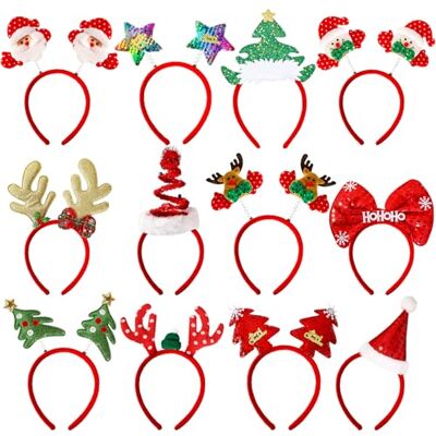 MGparty 12 Pieces Multicolor Christmas Headbands Kids and Adults Unisex One Size Plastic, Non-woven Fabric Christmas Party Decorations & Photo Booth Props MGparty 12 Pieces Multicolor Christmas Headbands Kids and Adults Unisex One Size Plastic, Non-woven Fabric Christmas Party Decorations & Photo Booth Props
