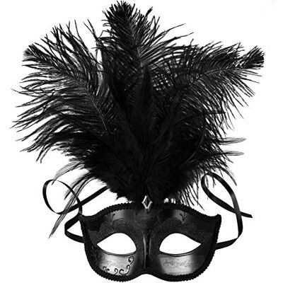 dressforfun 900887 Women Venetian Half Mask, Feathers & Stones, Costume Carnival Mardi Gras (Black Nr. 303546) dressforfun 900887 Women Venetian Half Mask, Feathers & Stones, Costume Carnival Mardi Gras (Black Nr. 303546)