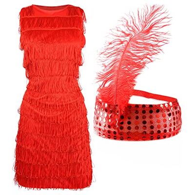 I Love Fancy Dress - Red Flapper Dress - Fringed Front I Love Fancy Dress - Red Flapper Dress - Fringed Front