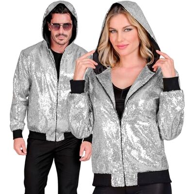 Bomber Fashion Silver Hooded Sequin Jacket - Jacket Bomber Fashion Silver Hooded Sequin Jacket - Jacket