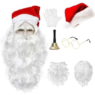 SURPZON Santa Hats Santa Beard and Santa Wig Bell Glasses Christmas Decorations Xmas Hat Beard and Wig Set for Adults Family Party Gifts Fancy Novelty Costume SURPZON Santa Hats Santa Beard and Santa Wig Bell Glasses Christmas Decorations Xmas Hat Beard and Wig Set for Adults Family Party Gifts Fancy Novelty Costume