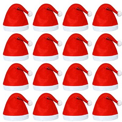 ELCOHO 20 Pack Santa Red Hat Short Plush with White Cuffs Non-Woven Fabric Christmas Hat Santa Hat for Adults (Red) ELCOHO 20 Pack Santa Red Hat Short Plush with White Cuffs Non-Woven Fabric Christmas Hat Santa Hat for Adults (Red)