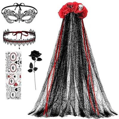 carotoe Costume Accessory Set for Halloween Festivals, Red ribbon carotoe Costume Accessory Set for Halloween Festivals, Red ribbon