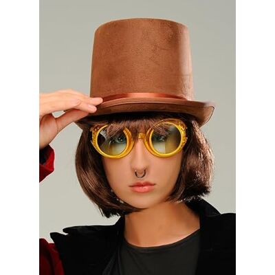 Struts Mens Willy Wonka Brown Top Hat and Goggles Costume Accessory Set Struts Mens Willy Wonka Brown Top Hat and Goggles Costume Accessory Set