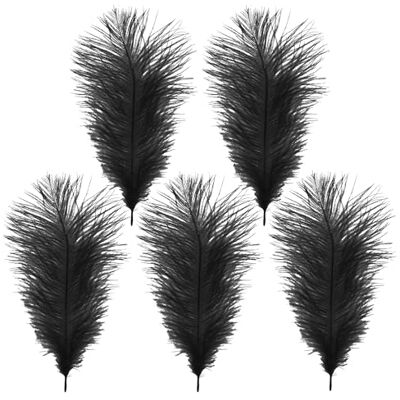 Trimming Shop 14-16inch(35-40cm) Black Ostrich Feathers Plume for Wedding Table Centrepieces Home Decoration Decorating Costumes Headdresses Showgirl Spadones, Pack of 5 Trimming Shop 14-16inch(35-40cm) Black Ostrich Feathers Plume for Wedding Table Centrepieces Home Decoration Decorating Costumes Headdresses Showgirl Spadones, Pack of 5