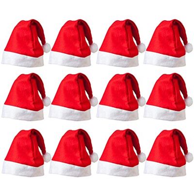 Jodsen Christmas Santa Hat,12 Packs Santa Hat for Adults, Novelty Non-Woven Father Christmas Red Santa Hats for Celebrationd and Recreation, Christmas Hats for Ornaments Jodsen Christmas Santa Hat,12 Packs Santa Hat for Adults, Novelty Non-Woven Father Christmas Red Santa Hats for Celebrationd and Recreation, Christmas Hats for Ornaments